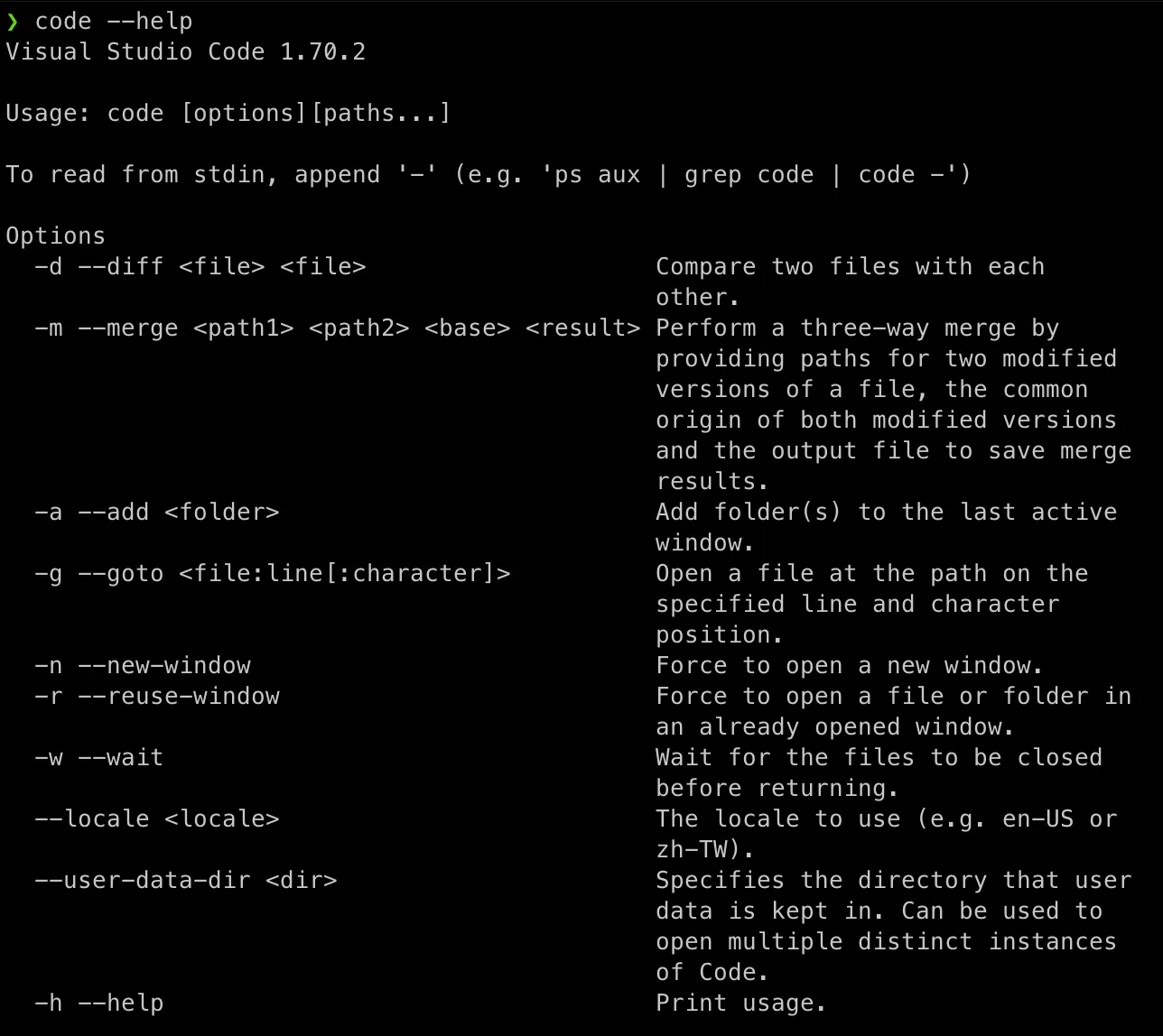 VSCode Terminal Open
